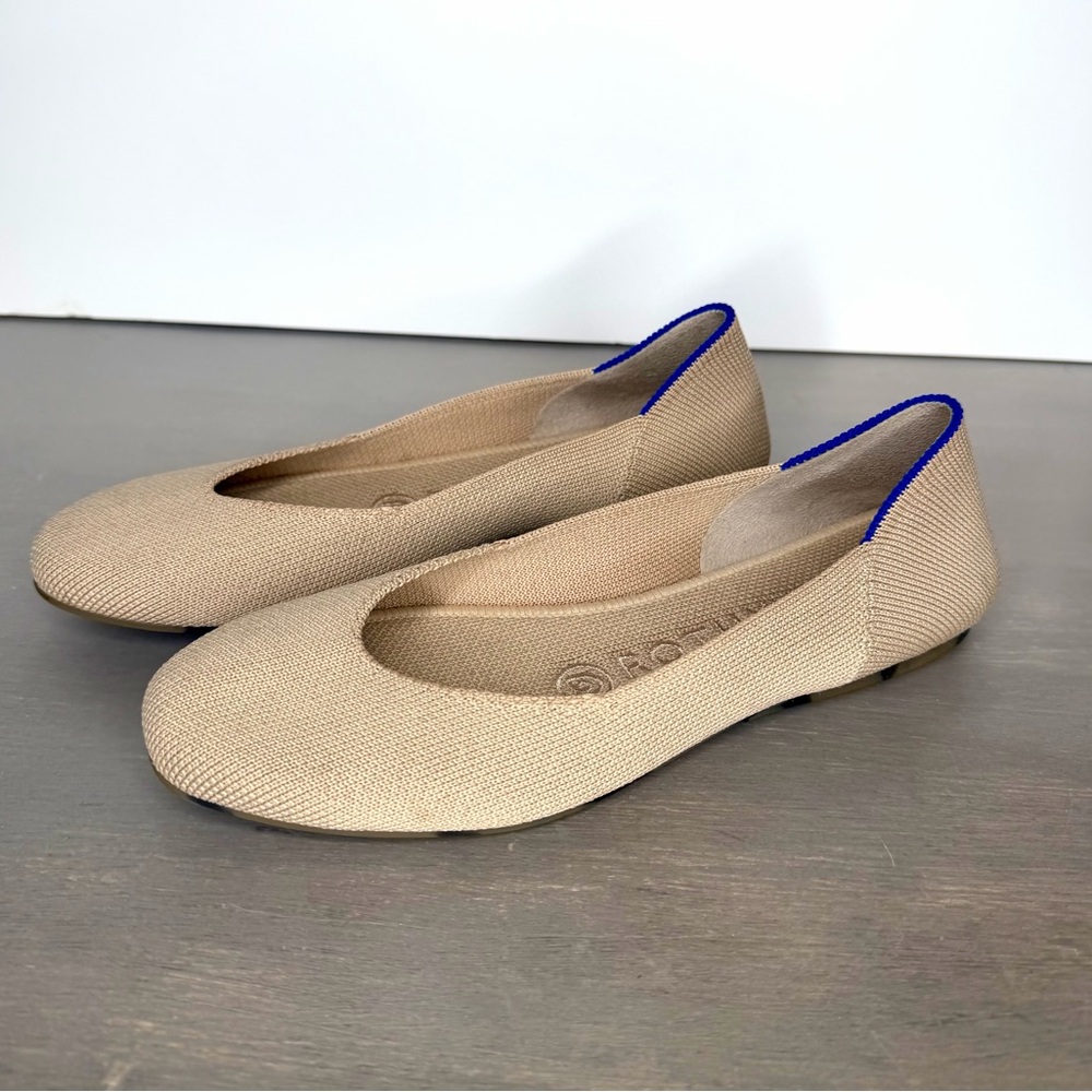 Rothy's Women's The Flats Round Toe Ecru Beige Knit Casual Shoes US Size 5